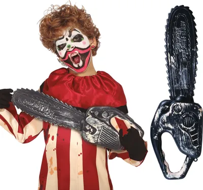 Immagine prodotto di Halloween motosega spaventoso Clown Costume Accessorio raccapricciante Decorazione Horror Party Prop Realistico Decorazione Dress Up Strumenti divertenti, Colore: Grigio