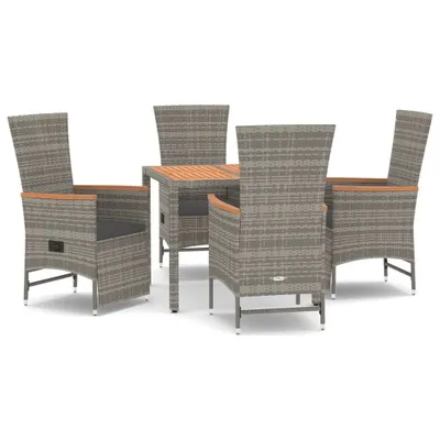 Obrázek produktu pro vidaXL 5dílný zahradní jídelní set s polštáři Grey Poly Rattan
