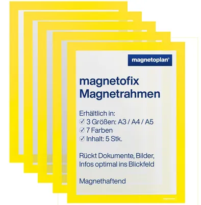 Produktbild von Magnetoplan 1130302, A4, Gelb, Hochformat/Querformat, 5 Stück(e)