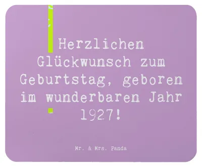 Produktbild von Mr. & Mrs. Panda Mouse Pad Spruch 1927 Geburtstag - Lavendeltraum - Geschenk, Jahrgangsfeier, Happy Birthday, Alter, Geburtstagsfeier, Jahrgang, mousematte, Glückwunsch