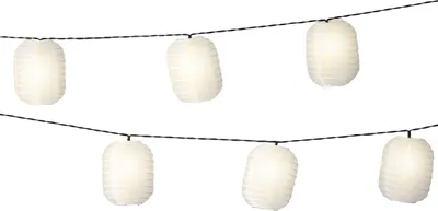 Produktbild von LED Solar Lichterkette Lampions 4,5m Nylon Weiß / Warmweiß