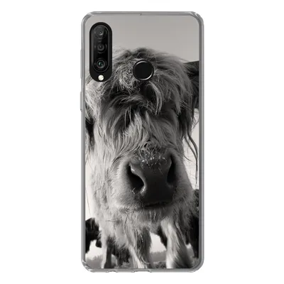 Produktbild von MuchoWow® Handyhülle Schutzhülle Hülle für Huawei P30 Lite Schottischer Highlander - Schwarz - Weiß - Tiere Silikon Softcase Handy Hülle - Handyhülle