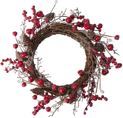 Immagine prodotto di Ghirlanda decorativa natalizia Mirtillo rosso, marrone con bacche rosse 30 cm