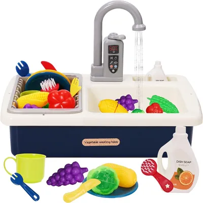 Produktbild von Kinderspülbecken Spielzeugset mit Wasserkreislauf, Zubehör, für Rollenspiel, ab 3 Jahren