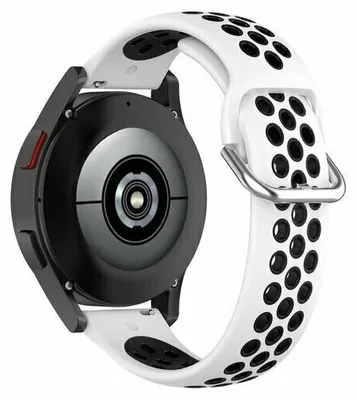 Produktbild von By Qubix passend für Garmin Venu 4 - 45 mm - Silikon Sportarmband mit Schnalle - Weiß + Schwarz