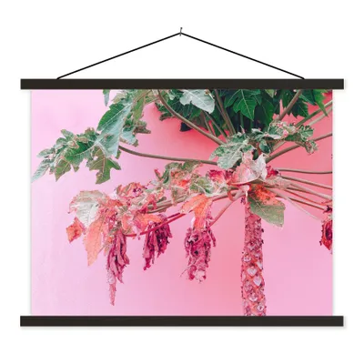 Produktbild von MuchoWow® Textilposter Palme - Tropisch - Rosa - Sommer 150x113 cm mit holzfarbenen Rahmen - Poster