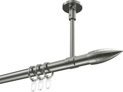 Produktbild von Interdeco Gardinenstange / Vorhangstange Edelstahl-Optik, Typ Sonette Samanto (Rillenpatrone) Deckenmontage, 20 mm Ø 1-läufig, 540 cm
