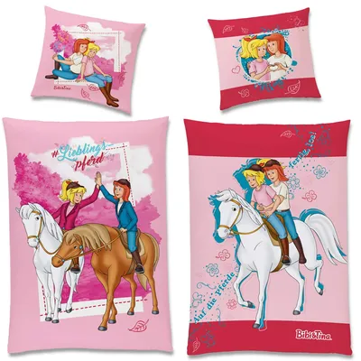 Immagine prodotto di Bibi e Tina: Set di biancheria da letto reversibile, 135 x 200 cm, con federa per cuscino 80 x 80 cm