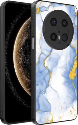 Produktbild von Geeignet für Huawei Mate 70 Telefon Fall mit Hellblau Gold Marmor Print - TPU Backcover Fall Hellblau Gold Marmor Design - Smartphonica