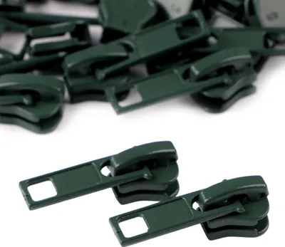 Produktbild von 10 Zipper für Profil-Reißverschlüsse, 5mm, freie Farbwahl,dunkelgrün