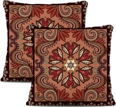 Obrázok produktu pre 2-balenie obliečok na vankúše Plyšové vlákno 45 cm X 45 cm, Dekoračný poťah na vankúš, Mandala, Bohémsky, Boho dekor, Hippie, Retro etno vankúš na gauč, spálňu, obývaciu izbu, farmu