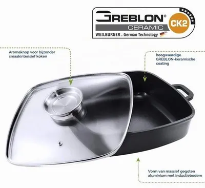 Productafbeelding van Braadpan met deksel, 5 liter, zwart, inductie, aluguss