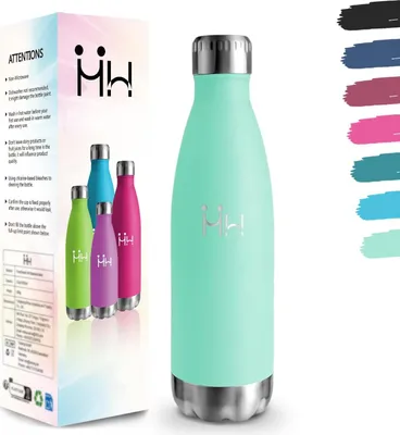 Produktbild von Trinkflasche, 500 ml BPA-frei, Trinkflasche Edelstahl, 304 Wasserflasche, Doppelwandig Vakuumisoliert, Isolierflasche für Schule, Reisen, Joggen,