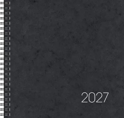 Produktbild von Quadratkalender 766 21x20,5cm 1 Woche/2 Seiten Karton-Einband schwarz 2027