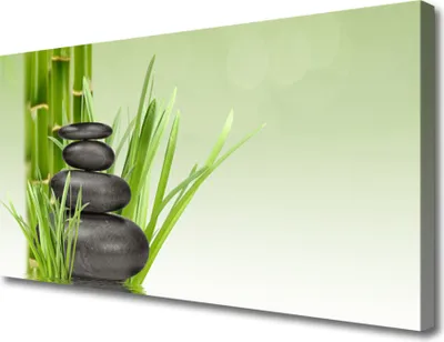 Produktbild von Tulup Leinwand-Bilder 100x50 Wandbild Canvas Kunstdruck Bambusrohre Steine Pflanzen