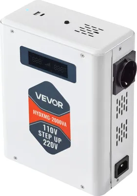 Produktbild von Spannungswandler, 2000 VA, Hochleistungs-Spannungswandler, 110 V bis 220 V Transformator, mit 2 EU-Steckdosen, USB-Ausgang, LCD-Display, Temperaturschutz, für 220-V-Geräte