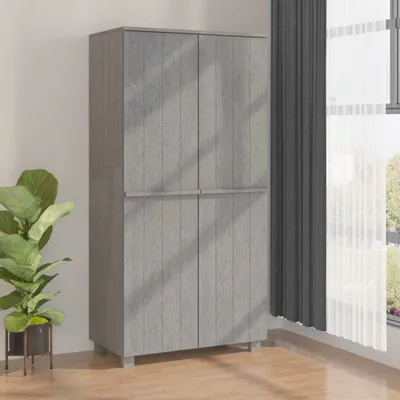 Productafbeelding van vidaXL Garderobekast HAMAR, lichtgrijs, 89x50x180 cm, massief grenenhout - Garderobekast - Garderobekasten - Kast - Kasten