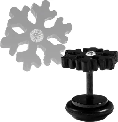 Produktbild von Fake Plug Ohrstecker Schneeflocke in schwarz