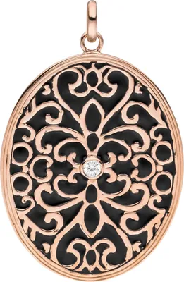 Produktbild von Ovaler Anhänger mit Ornament Muster aus 925 Silber rotgold vergoldet Zirkonia
