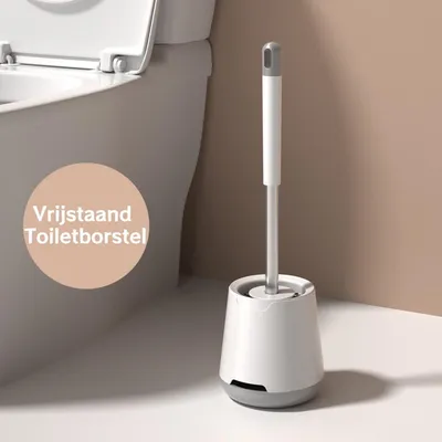 Produktbild von Minicee Silikon Toilettenbürste mit Halter, WC Bürste antibakteriell, schnelltrocknend, freistehend, Badezimmer Toilettenreiniger, Weiß
