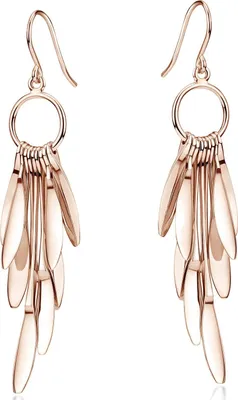 Lange, rosévergoldete Ohrringe mit filigranen, beweglichen Elementen aus 925er Silber – stilvoll, elegant und perfekt für besondere Anlässe.