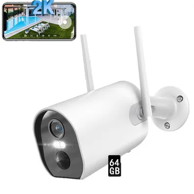 Image de WLAN caméra de surveillance extérieure 2K 3MP sans fil solaire batterie audio caméra 64GB