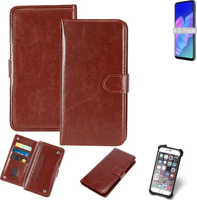 Produktbild von K-S-Trade 360° Hülle kompatibel mit Huawei P40 lite E braun Kunstleder Case BookCase WalletCase Kunstlederederhülle Handyhülle, Rundumschutz
