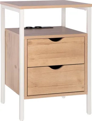 Produktbild von ONVAYA® Beistelltisch mit Steckdosen ǀ mit zwei USB-Anschlüssen und zwei Steckdosen ǀ verstellbare Füße ǀ modernes Design ǀ Platzwunder mit zwei Schub