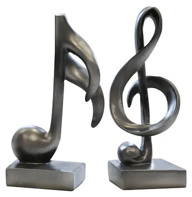 Imagen del producto de Escultura de estilo Gilde, clave de sol, "Música", resina sintética, color antracita, paquete de 6 unidades, 2 unidades como se muestra, L. 6 cm, An. 6 cm, Alt. 18 cm, código 79190