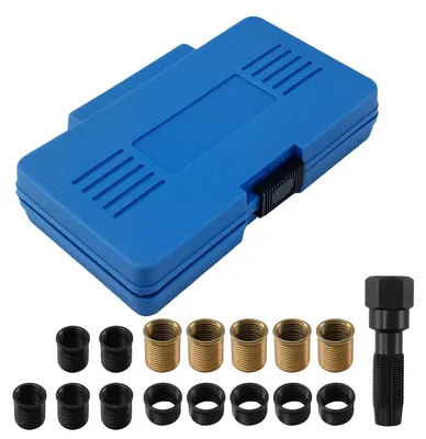 Immagine prodotto di Kit di riparazione filettatura per candele - 16 pezzi, comprendente maschi e inserti - M14x1,25, M16x1,25