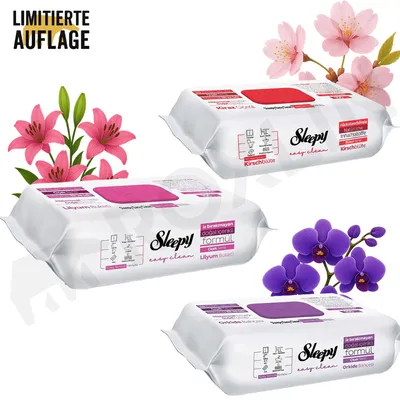 Produktbild von Sleepy Reinigungstücher – Feuchttücher für die tägliche Hautpflege & Reinigung – Weiche Reinigungstücher für Gesicht, Hände & Körper