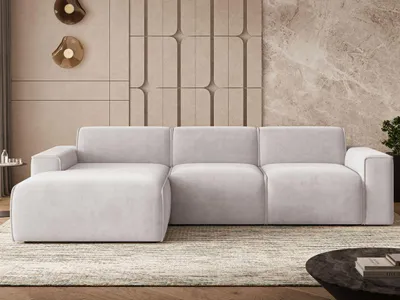 Produktbild von GrainGold Ecksofa L-Form Links Lavia - Ecksofa mit Schlaffunktion, Bettkasten - Moderne Ecksofa, Wohnzimmer Sofa - Eckcouch Grau (Castel 80)