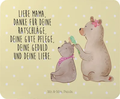 Produktbild von Mr. & Mrs. Panda Mousepad Bär Kind - Gelb Pastell - Geschenk, Muttertag, mausteppich, Mom, Mouse Pad, Bären, pc mauspad, Mutter, mousematte