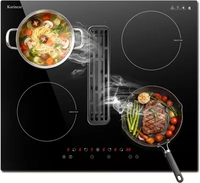 Image de Plaque de cuisson en céramique vitrifiée - KNC-PF602SGB-DE-A - Plaque de cuisson encastrable à 2 zones de cuisson - Commandes tactiles - 220 V - Minuteur - Design sans cadre