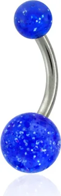 Produktbild von Bauchnabelpiercing Titan Titanium Acryl Glitzer Glitter Banane Belly Banana 10 mm
