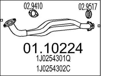 Produktbild von MTS Abgasrohr Auspuffrohr für VW Golf IV Schrägheck (1J1) Vorne 01.10224