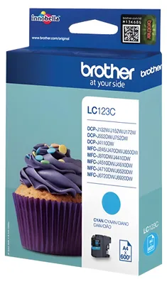 Obrázok produktu pre Brother LC123C Tlačová kazeta 1 ks Originálna azúrová