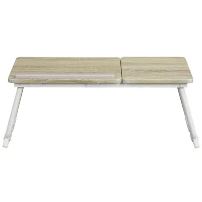 Produktbild von Meubles Cosy Klappbarer Betttisch / Laptop-Ständer aus Holz und weißem Metall, Weiß - MAMIE
