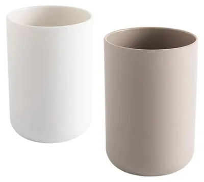 Obrázek produktu pro Dva kusy kelímků na oplachování úst, bílé a hnědé barvy, plastové, objem 300 ml