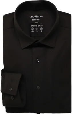 Produktbild von Marvelis - Body Fit - Herren Langarm Hemd, (756284), Größe:37, Farbe:schwarz (68)