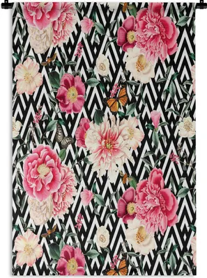 Produktbild von MuchoWow® Wandteppich Wandbehang Blumen - Muster - Abstrakt 60x90 cm Tapisserie Dekoration Wandtuch - Foto-Teppich - Abwaschbar