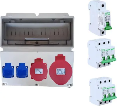 Produktbild von IP44 Baustromvertailer Wandverteiler Stromverteiler 40207505 10 Module 2x230V+16A+32A IP44 LS