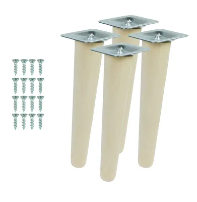 Produktbild von Schräge Buchenbein UNIQ 20 cm mit Montageplatte Rohbuche 4 Stück