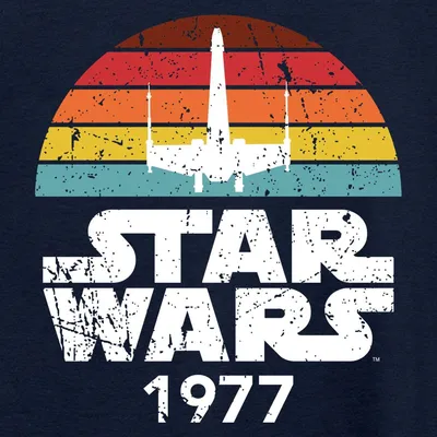 Produktbild von Star Wars Schriftzug 1977 Retro Teenager T-Shirt, 134/146 (9-11 Jahre), Navy