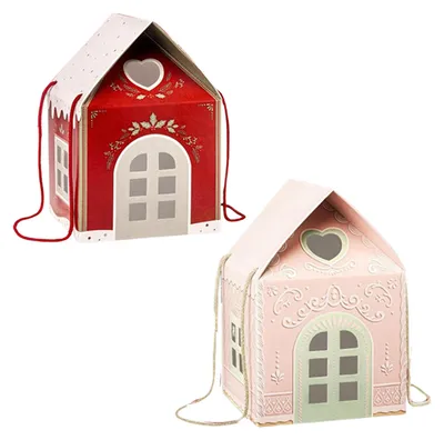Produktbild von Weihnachtswunderland-Cottage-Geschenkbox, wiederverwendbare Verpackung im Weihnachtshaus-Design, dekorative Erinnerungsbox, Winterdekoration für Zuhause