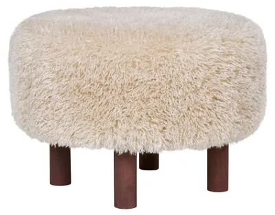 Imagen del producto de Puf Inverness Piel Sintética Marrón Claro — Ø50×36 cm, HN1260
