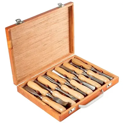 Productafbeelding van Houtdraaiersgereedschap, set handbeitels, professionele steekbeitels, 12 stuks