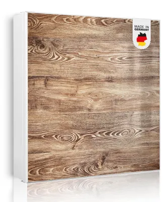Zdjęcie produktu dla banjado metalowa szafka na klucze, duża 30x30 cm z 32 haczykami, może służyć jako tablica magnetyczna, biały korpus, zawias po lewej stronie, Maserung [SKGW2 12192]