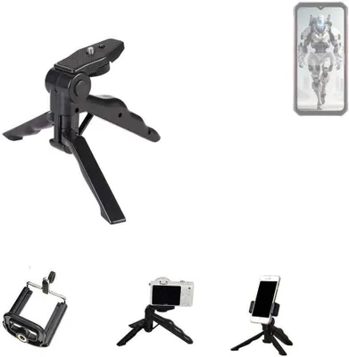 Produktbild von K-S-Trade Stativ Tisch-Ständer Dreibein Handy-Stativ Ständer kompatibel mit FOSSiBOT F102 Mini-Stativ Smartphone Tripod Handy-Stativ aus Plastik