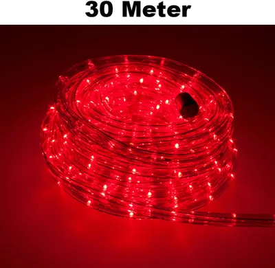 Produktbild von Trade-Shop LED Lichtschlauch Komplett Set mit Zubehör Lichterkette Beleuchtung Rot 30 Meter F3 LED für Drinnen/Draußen Weihnachten Beleuchtung Dekoration Lichterschlauch